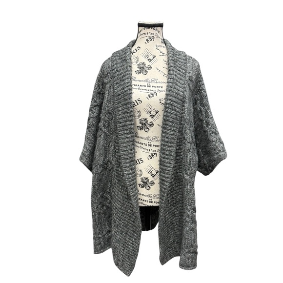 Blush Sweaters - Cozy Girl Aesthetic Oversized Chunky Cable Knit Cocoon Cardigan Gray